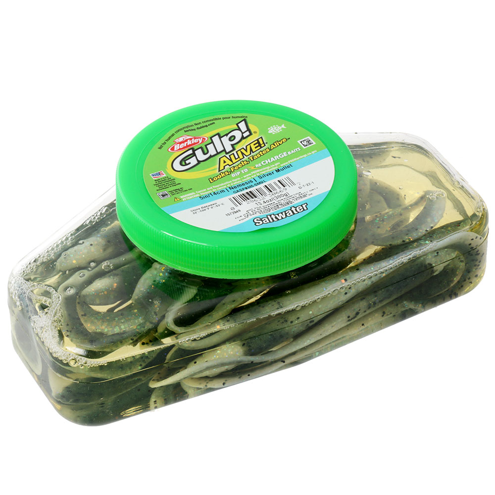 Berkley Gulp Alive Saltwater Nemesis Soft Bait Tub 5in/13cm Silver Mullet