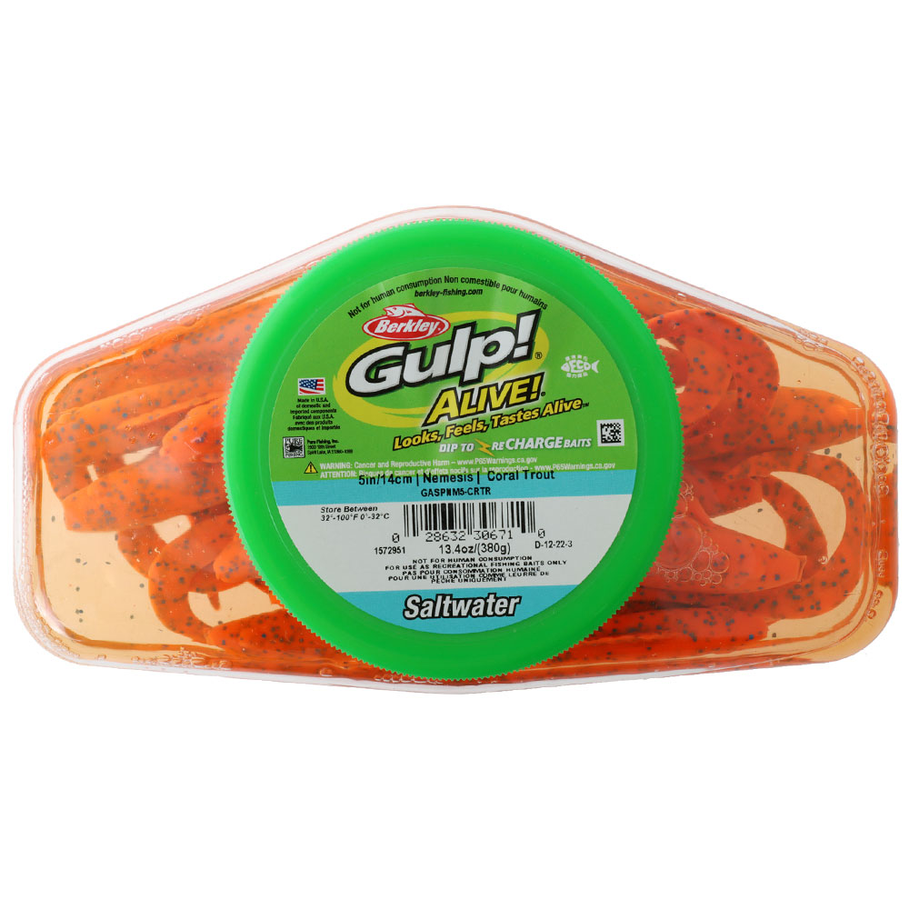 Berkley Gulp Alive Saltwater Nemesis Soft Bait Tub 5in/13cm Coral Trout