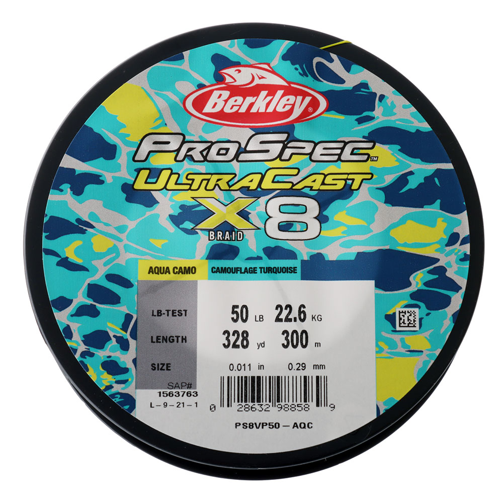 Berkley ProSpec X8 UltraCast 8-Strand Braid Aqua Camo 300m 50lb 0.29mm