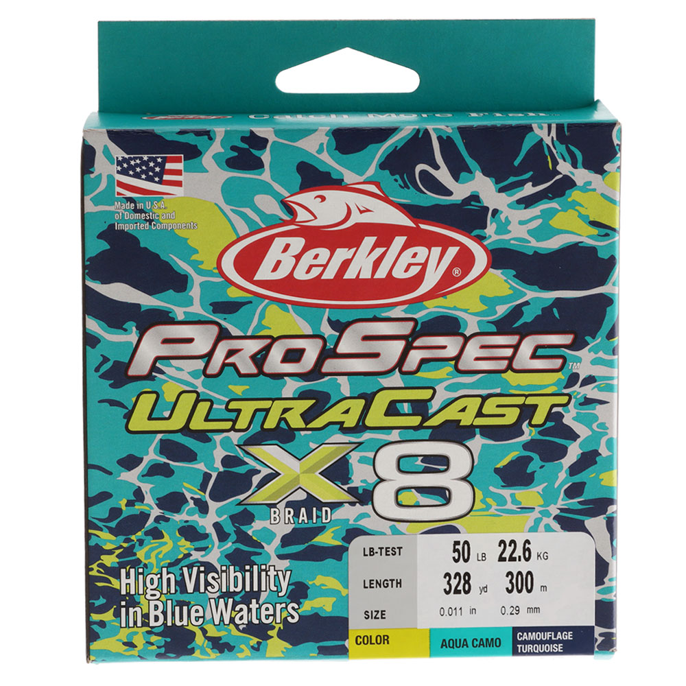 Berkley ProSpec X8 UltraCast 8-Strand Braid Aqua Camo 300m 50lb 0.29mm