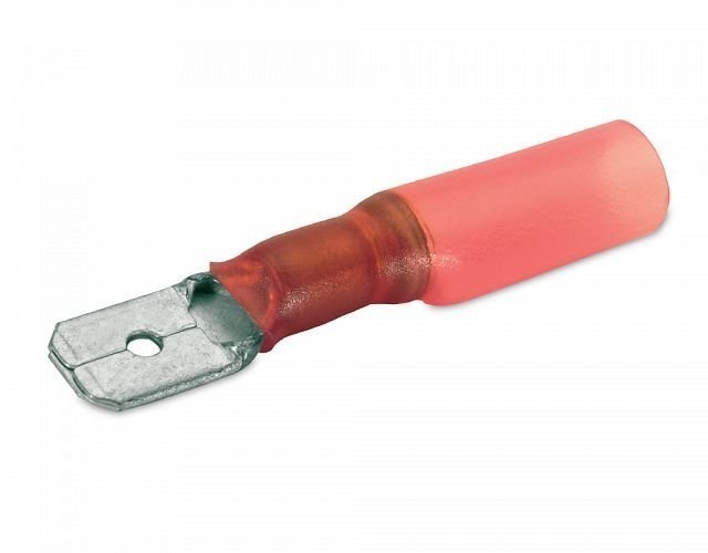 Hella Marine Heat Shrink Crimp Terminal Male Blade 6.3mm Red Qty 10