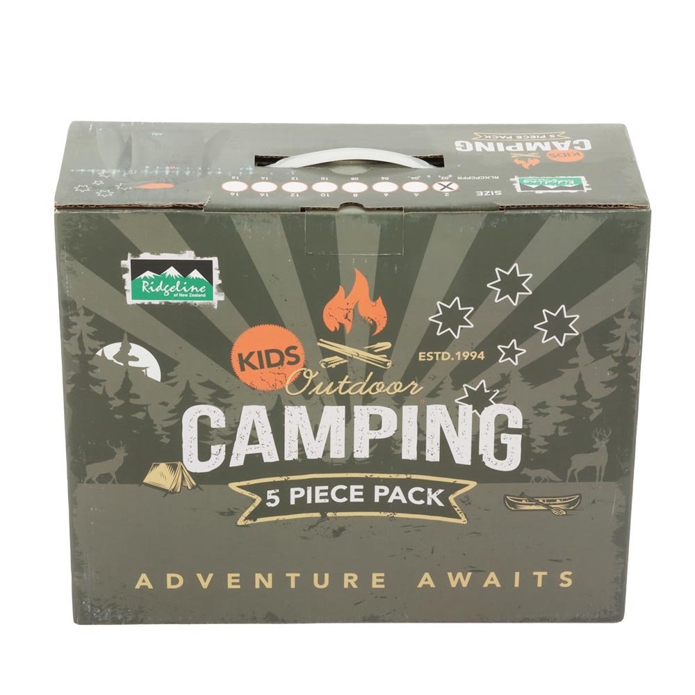 Ridgeline Camping 5 Piece Kids Clothing Pack Forest Green Age 6