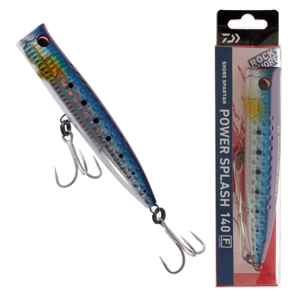 Daiwa Shore Spartan Power Splash Floating Popper Lure 140mm Sardines