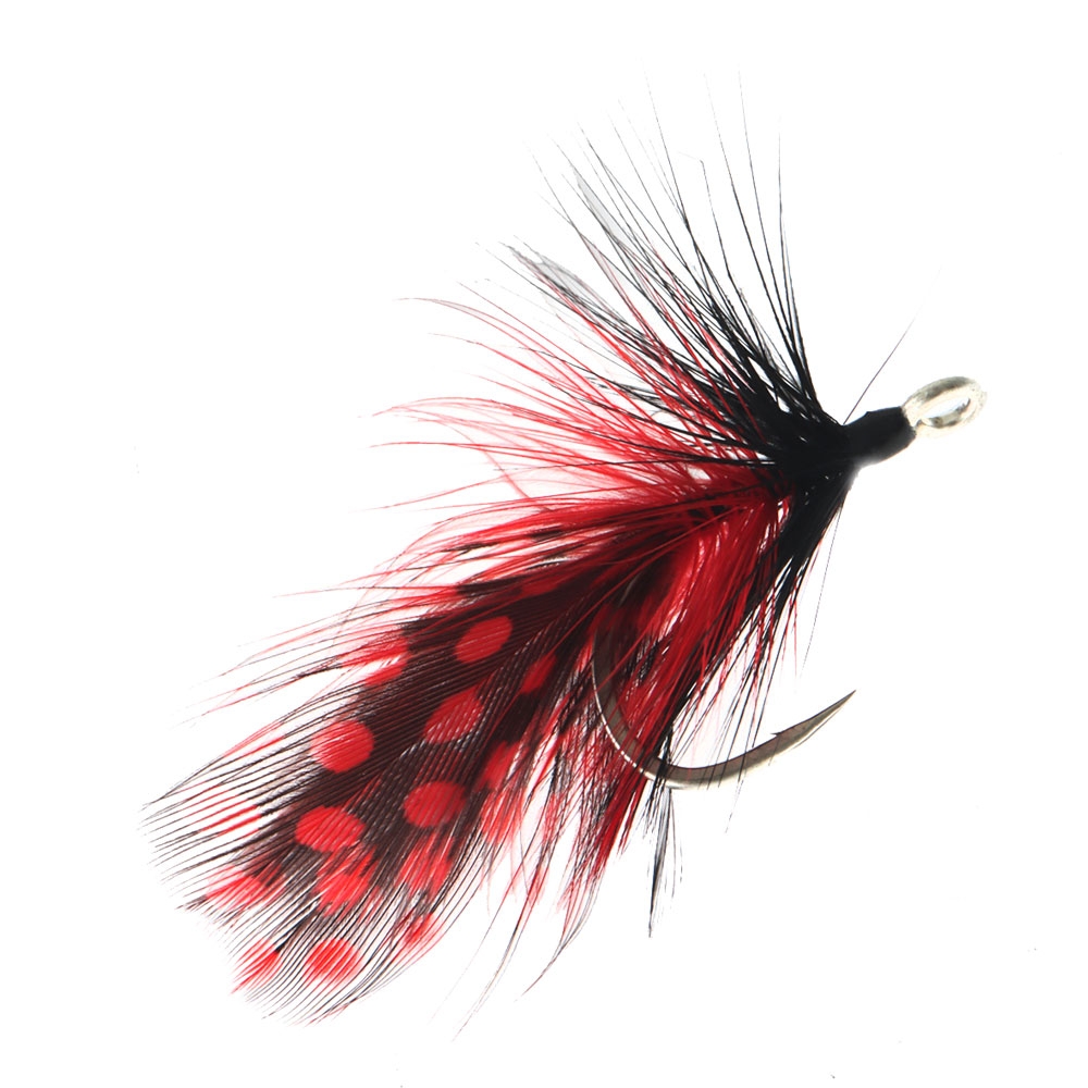 BKK Quills Feathered Assist Hook Red/Black Dotted Qty 4 #6