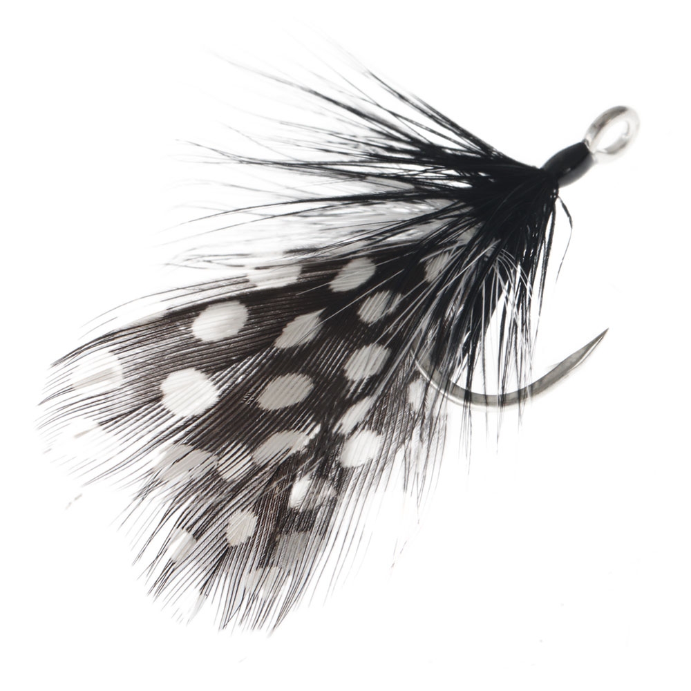 BKK Quills Feathered Assist Hook White/Black Dotted Qty 4 #7