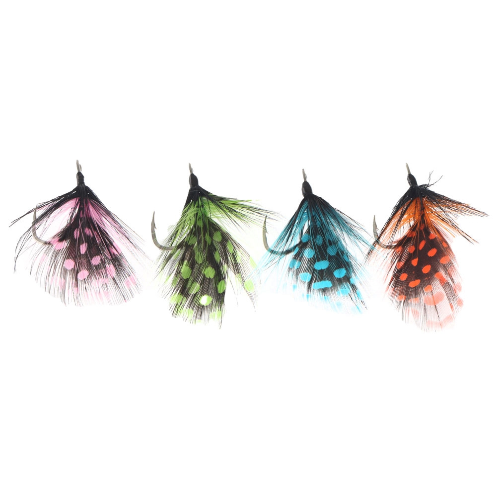 BKK Quills Feathered Assist Hook Multi-Colour Dotted Qty 4 #9