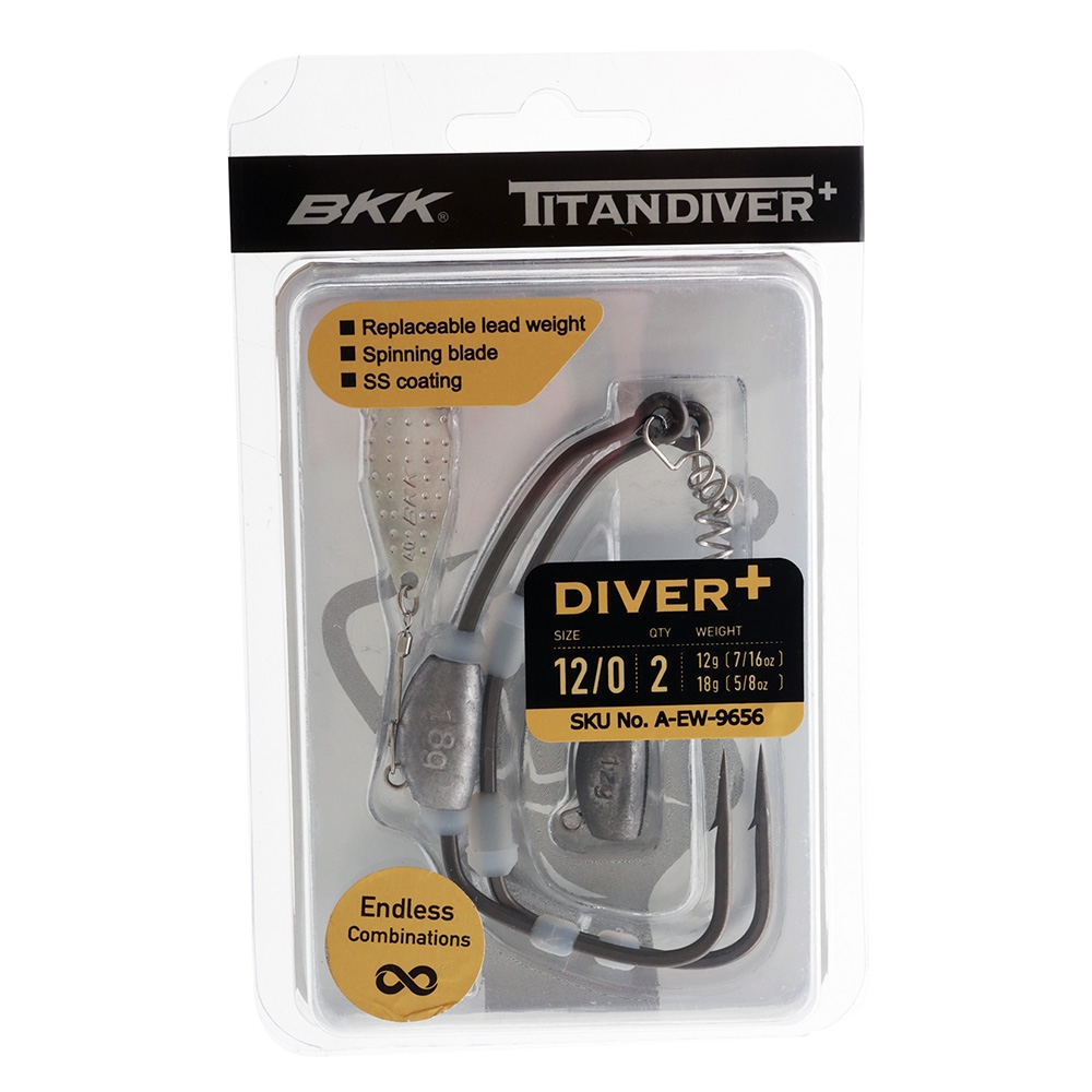 BKK Titan Diver Plus Worm Hooks 12/0 Qty 2
