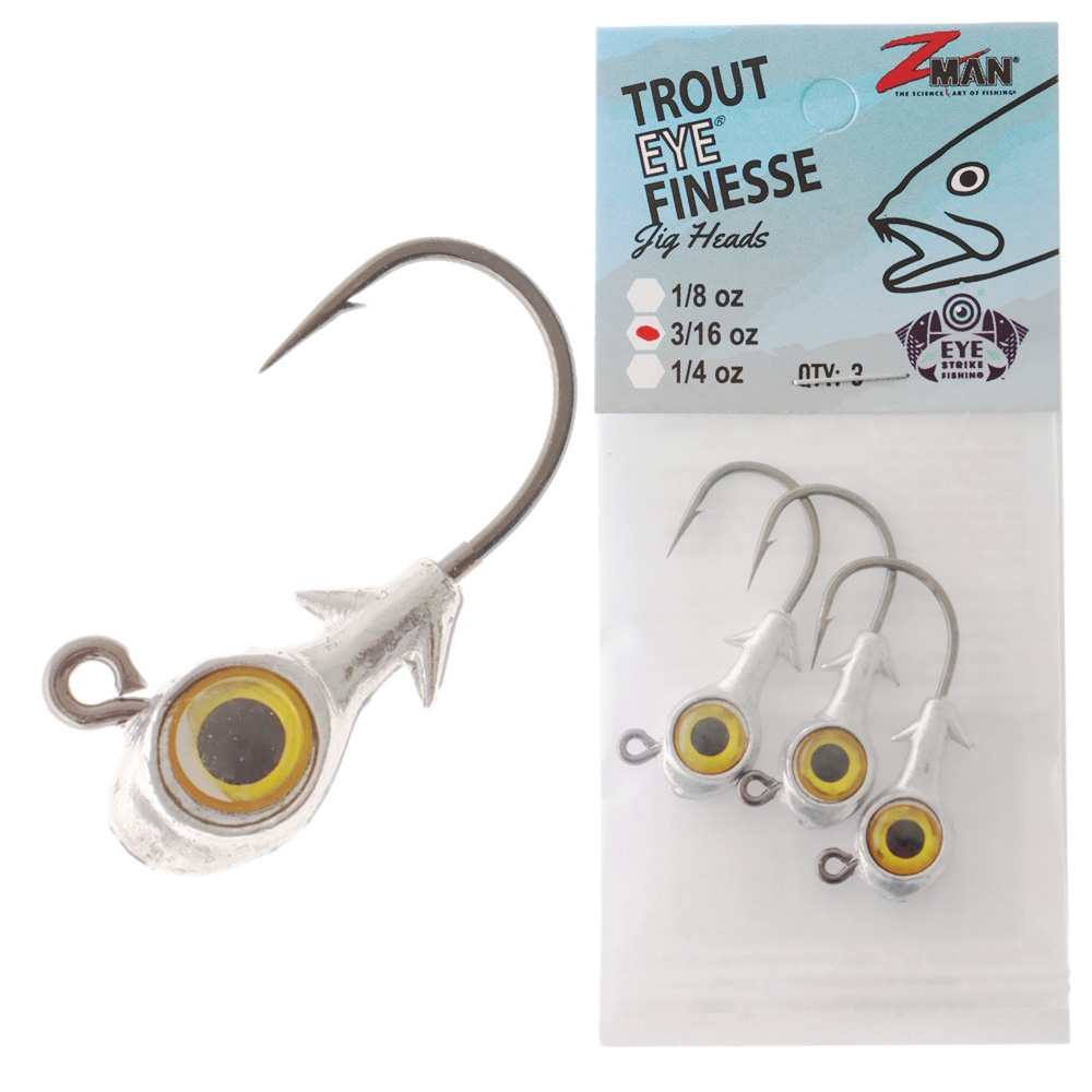 Z-Man Trout Eye Finesse Jig Heads Qty 3 3/16 Gold