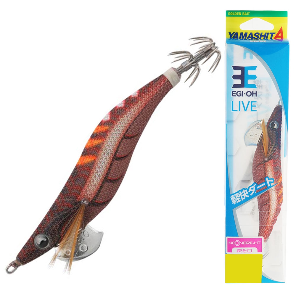Yamashita EGI-OH LIVE Neon Bright Red Squid Jig 3.0 90mm 068 Merumeru Brown
