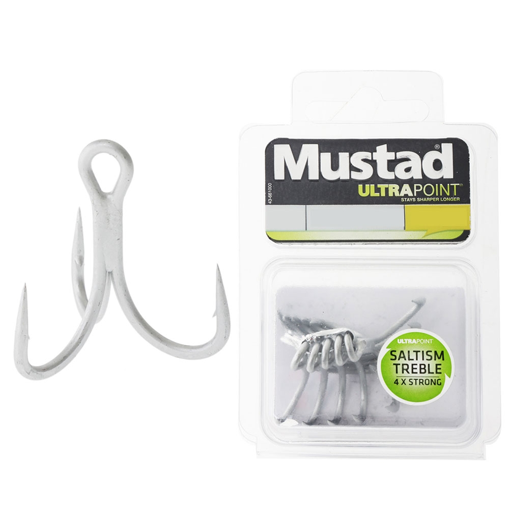 Mustad 36330NP-DS UltraPoint Saltism Inline Treble Hooks 2/0 Qty 5