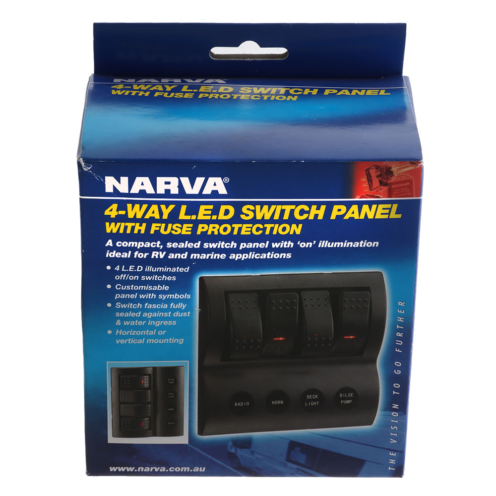 NARVA 4-Way LED Switch Panel with Fuse Protection