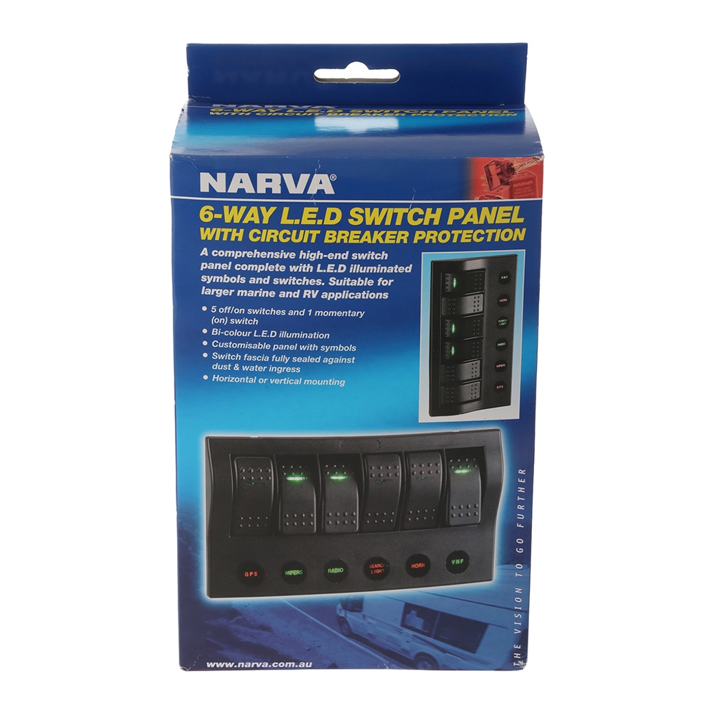 NARVA 6-Way LED Switch Panel with Circuit Breaker Protection