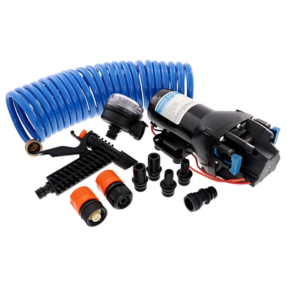 Jabsco Hotshot HD4 Washdown Kit with Strainer, Nozzle and Hose 12V 15LPM 60PSI