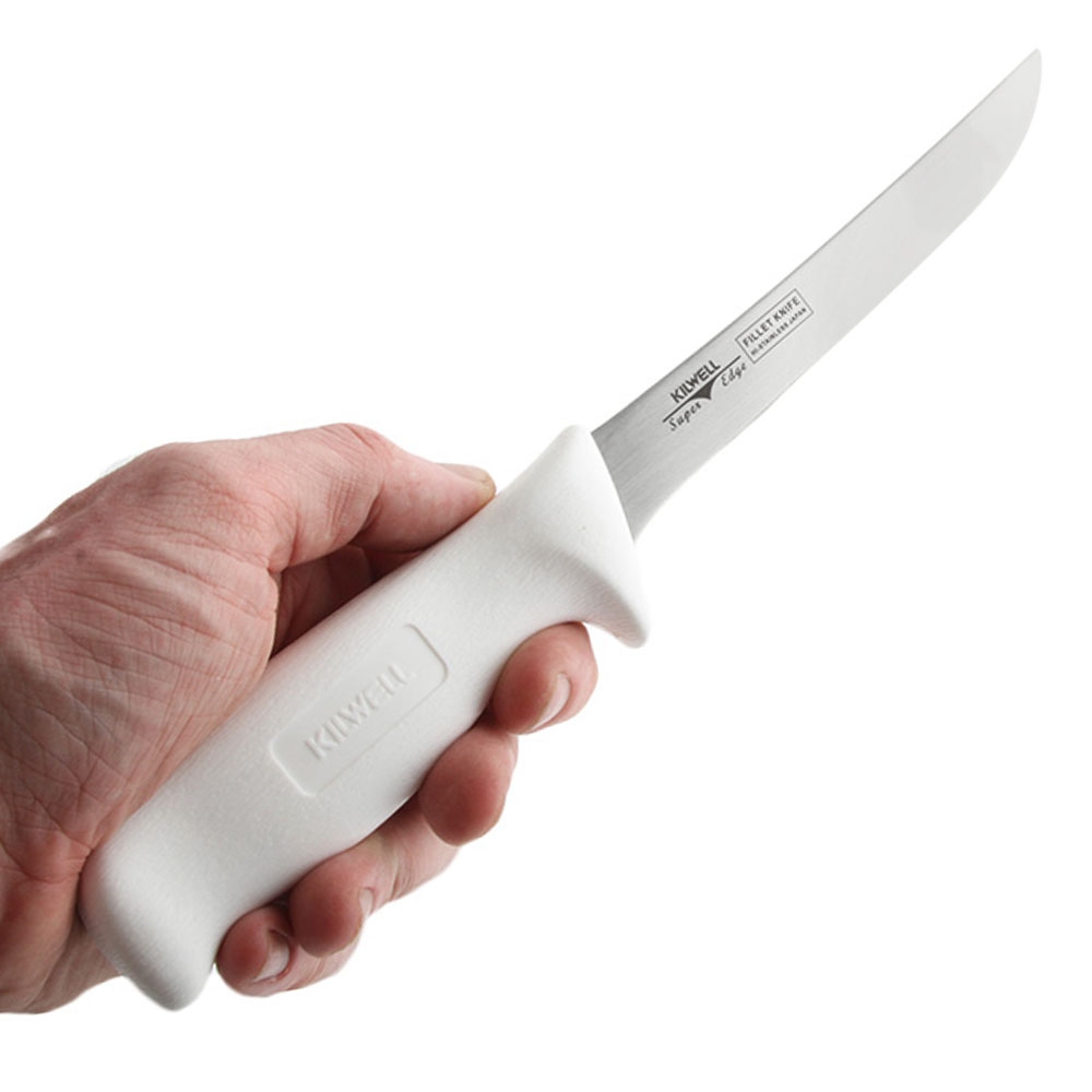 Kilwell Whitelux Wide Fillet Knife with Sheath 16cm