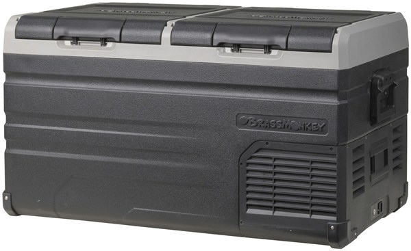 Brass Monkey Dual Zone Portable Fridge/Freezer 75L with Solar Charger Board and Battery Compartment