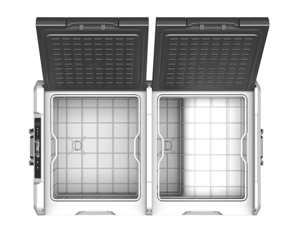 Brass Monkey Dual Zone Portable Fridge/Freezer 75L with Solar Charger Board and Battery Compartment