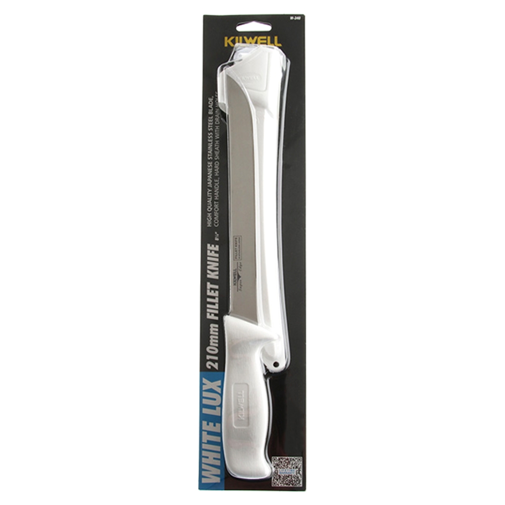 Kilwell Whitelux Wide Fillet Knife with Sheath 21cm