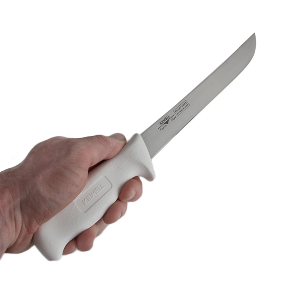Kilwell Whitelux Wide Fillet Knife with Sheath 21cm