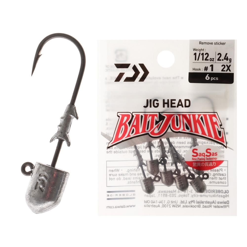 Daiwa BaitJunkie 2X Jig Head #1 1/12oz Qty 6