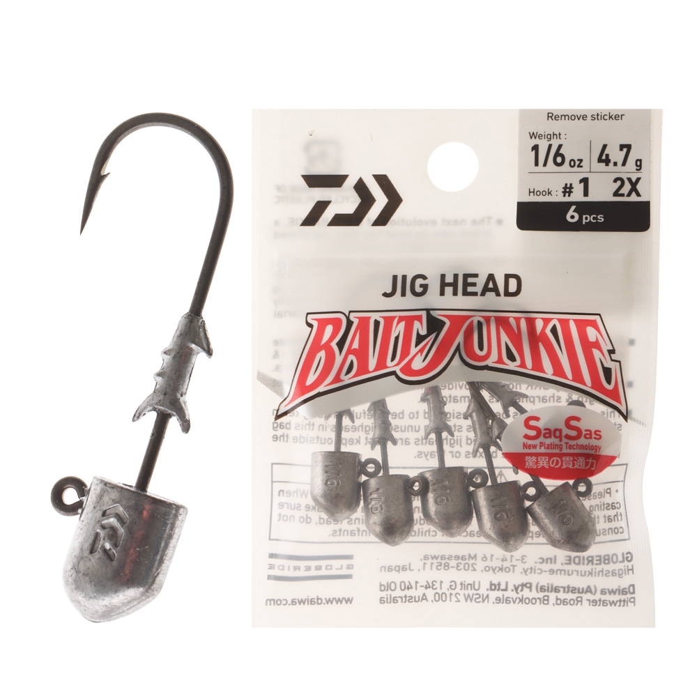 Daiwa BaitJunkie 2X Jig Head #1 1/6oz Qty 6