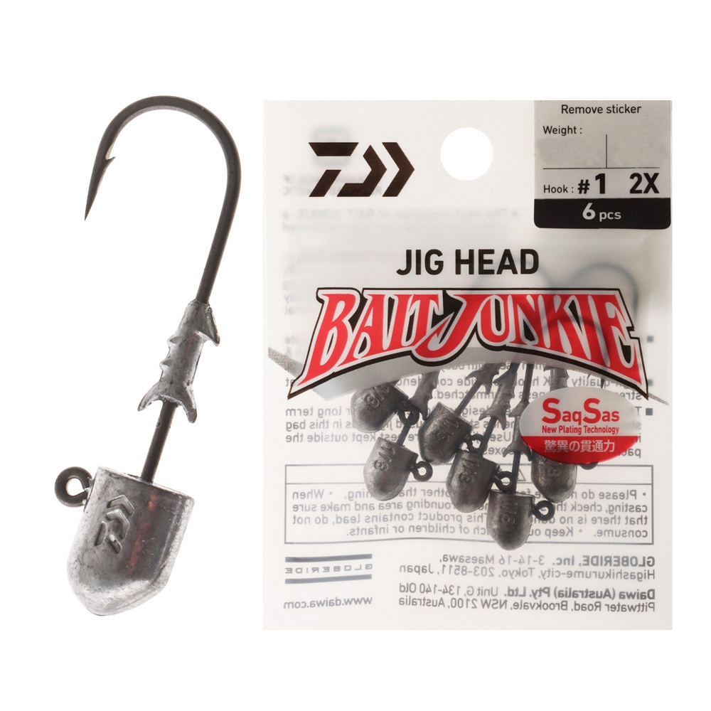 Daiwa BaitJunkie 2X Jig Head #1 Qty 6
