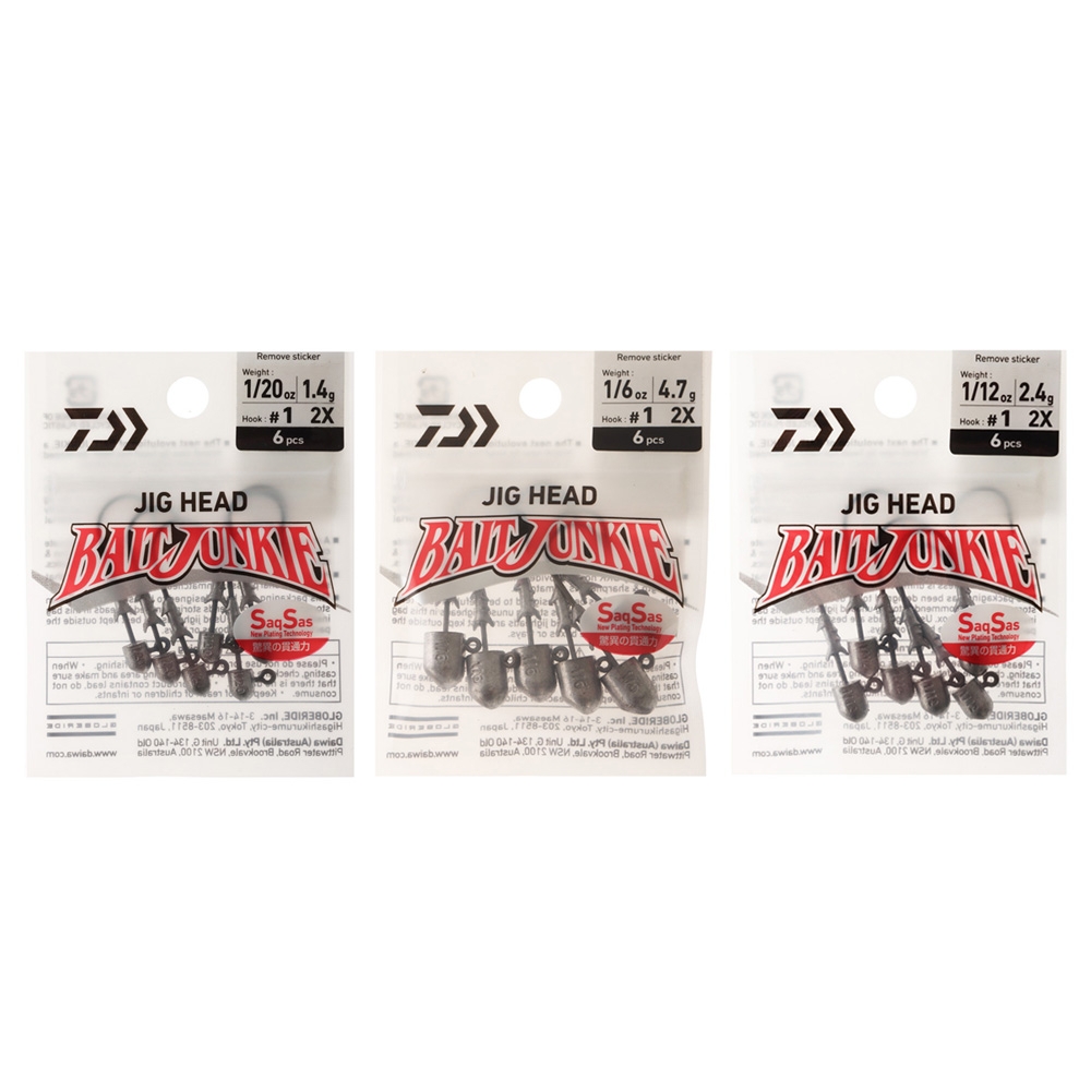 Daiwa BaitJunkie 2X Jig Head #1 Qty 6