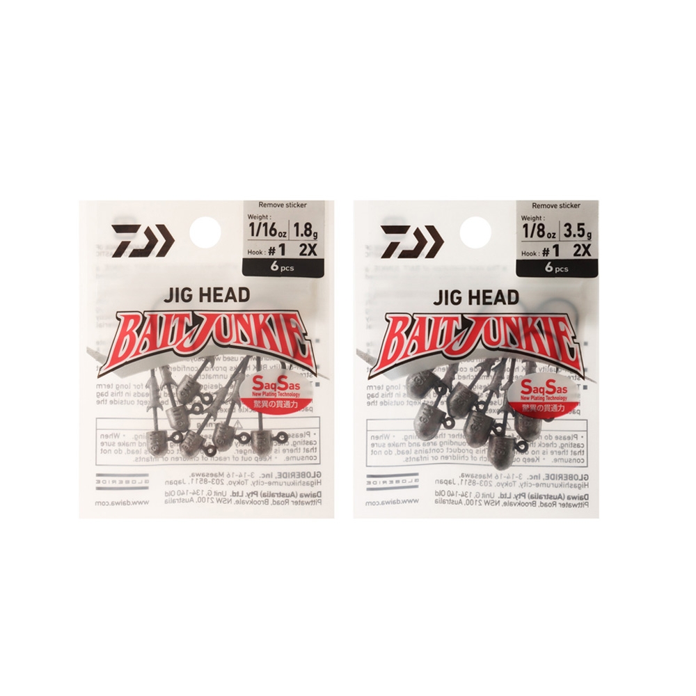Daiwa BaitJunkie 2X Jig Head #1 Qty 6