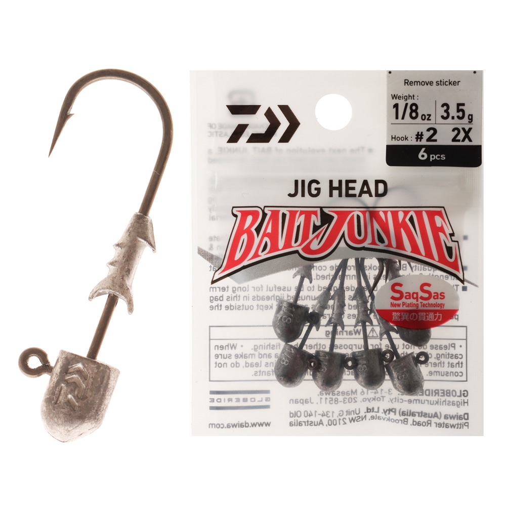 Daiwa BaitJunkie 2X Jig Head #2 1/8oz Qty 6