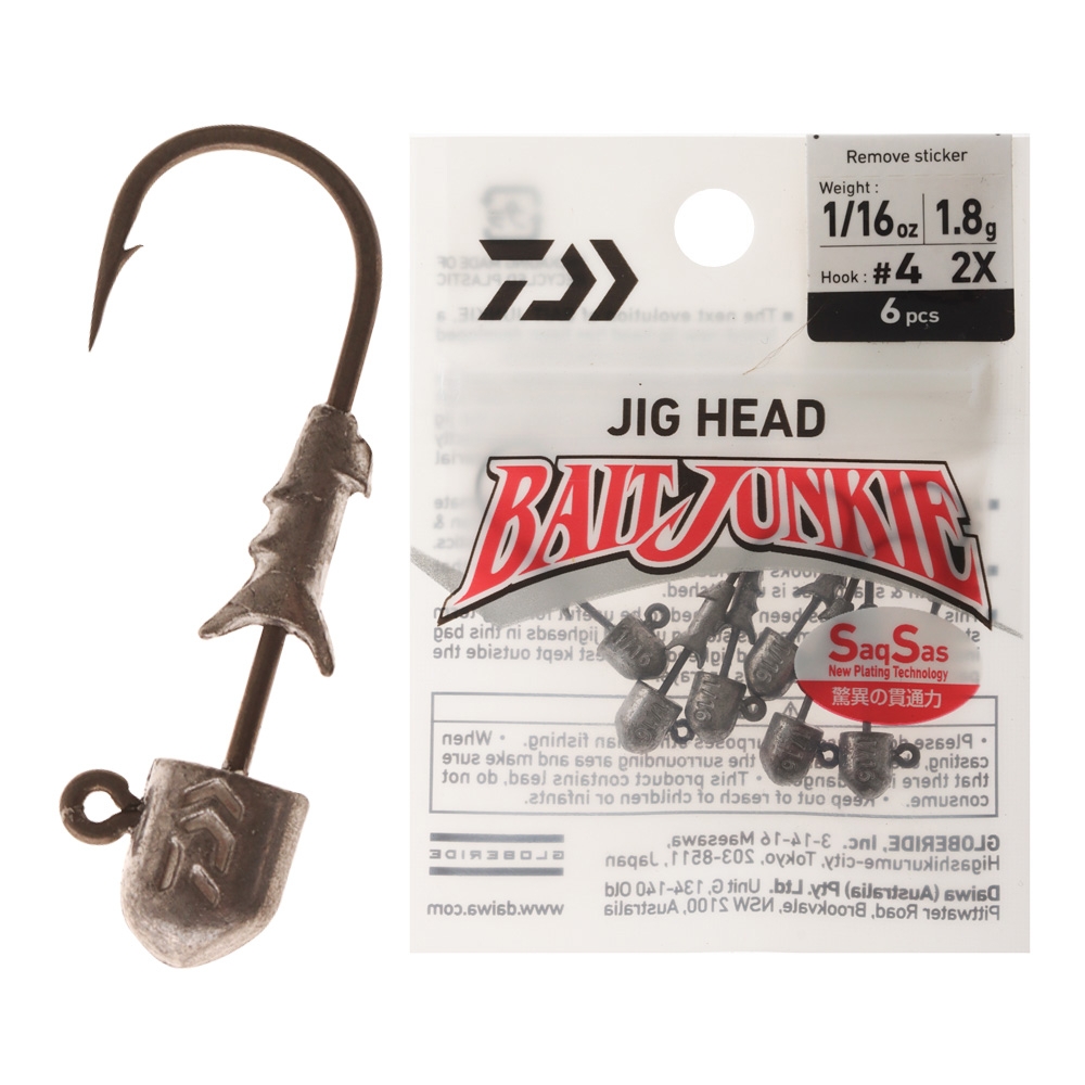 Daiwa BaitJunkie 2X Jig Head #4 1/16oz Qty 6