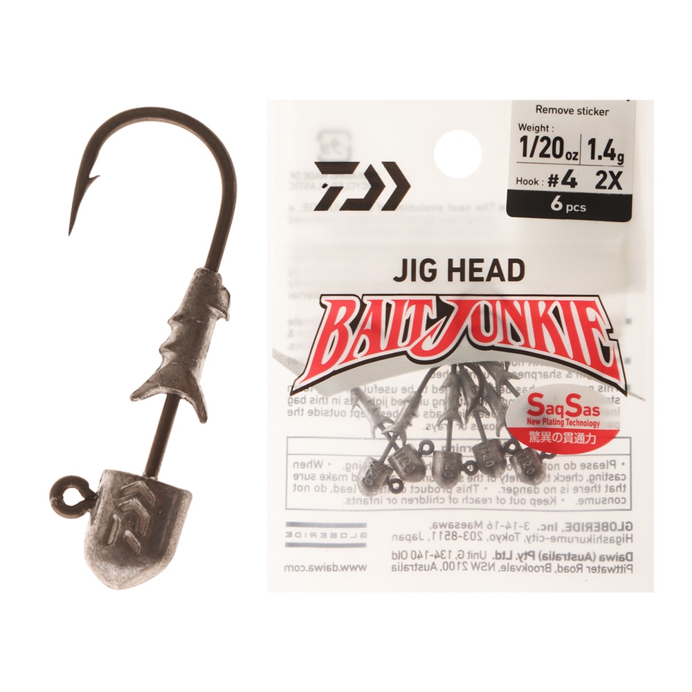 Daiwa BaitJunkie 2X Jig Head #4 1/20oz Qty 6