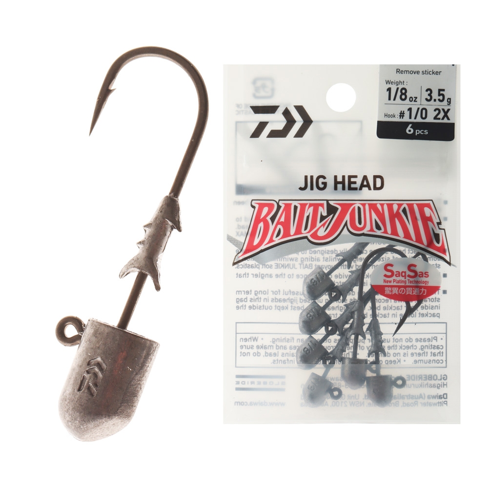 Daiwa BaitJunkie 2X Jig Head #1/0 1/8oz Qty 6