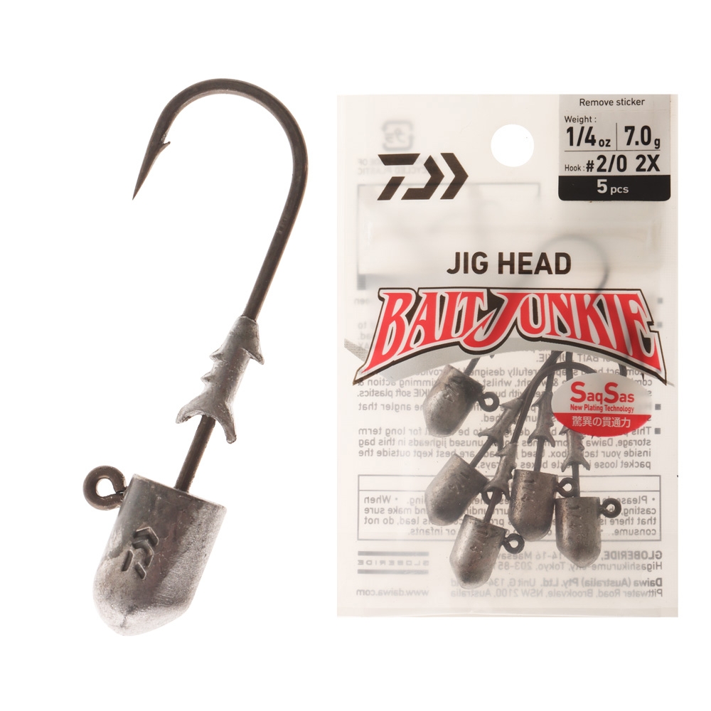 Daiwa BaitJunkie 2X Jig Head #2/0 1/4oz Qty 5