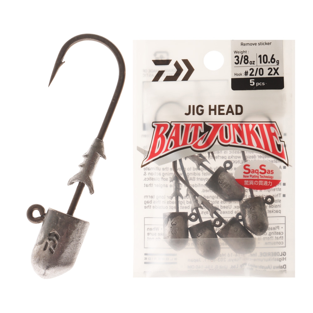 Daiwa BaitJunkie 2X Jig Head #2/0 3/8oz Qty 5