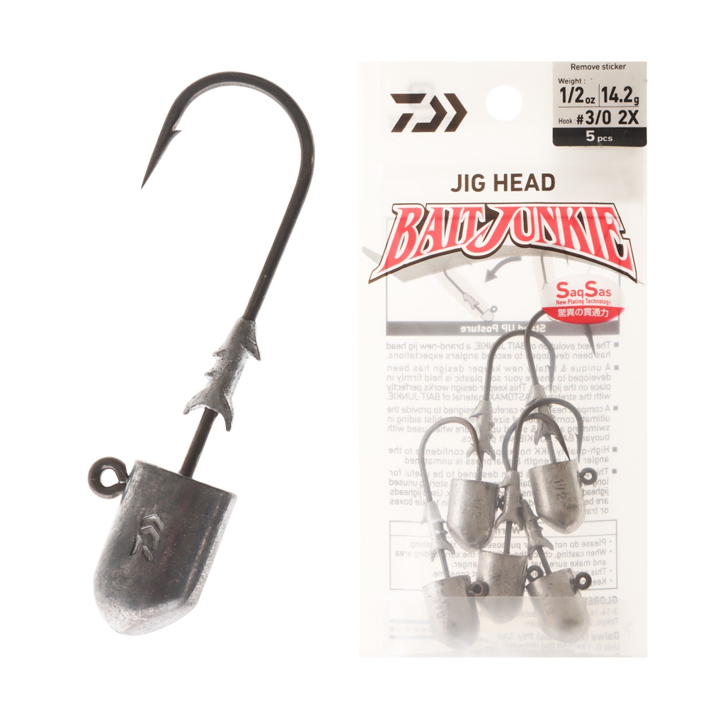 Daiwa BaitJunkie 2X Jig Head #3/0 1/2oz Qty 5