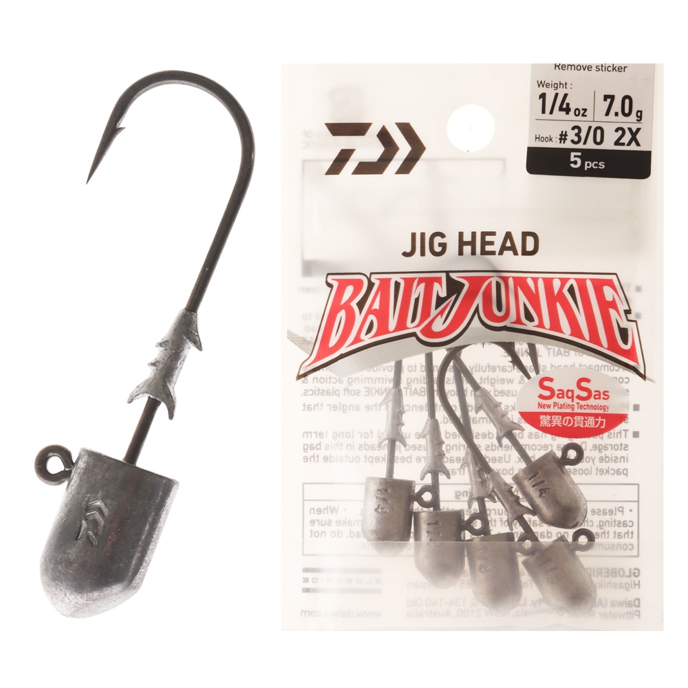 Daiwa BaitJunkie 2X Jig Head #3/0 1/4oz Qty 5