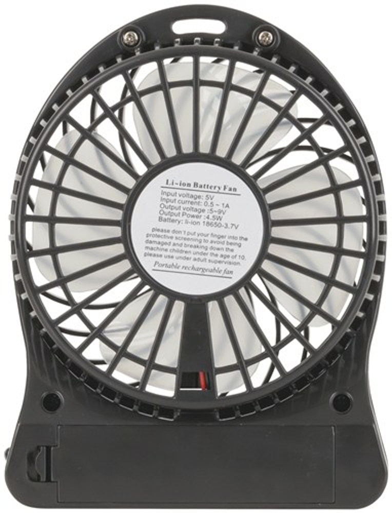Rechargeable Mini USB Fan with LED Light Black