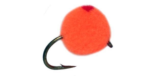 Feather Merchants Glo Bug Egg Fly Fire Orange/Red Dot  #12
