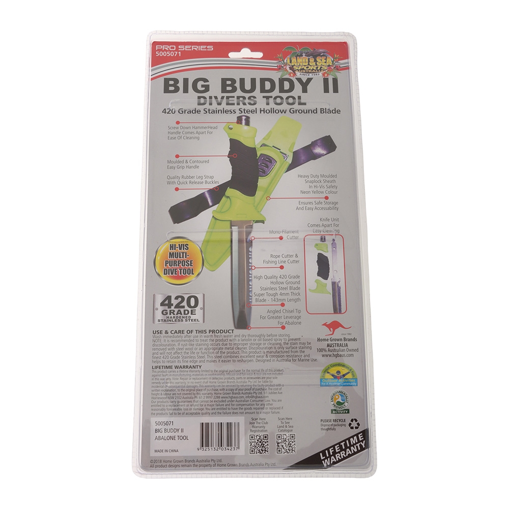 Land & Sea Sports Big Buddy II Abalone Tool Dive Knife 14cm