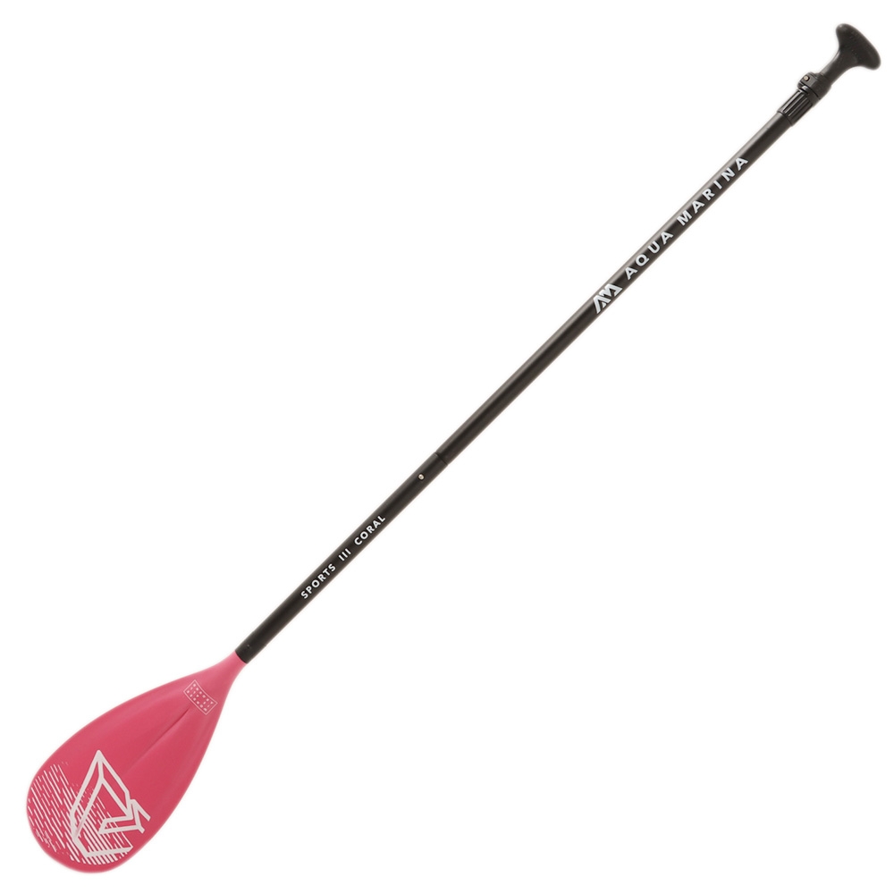Aqua Marina Sports III Adjustable Aluminium SUP Paddle 175-220cm 3pc Coral