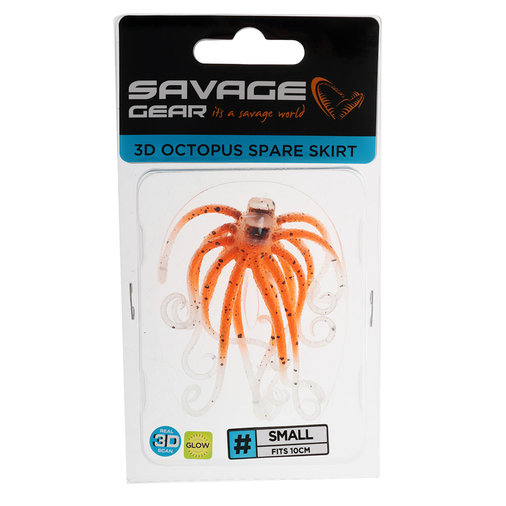 Savage Gear 3D Octopus Spare Skirt Kit for 10cm Lures UV Orange Glow