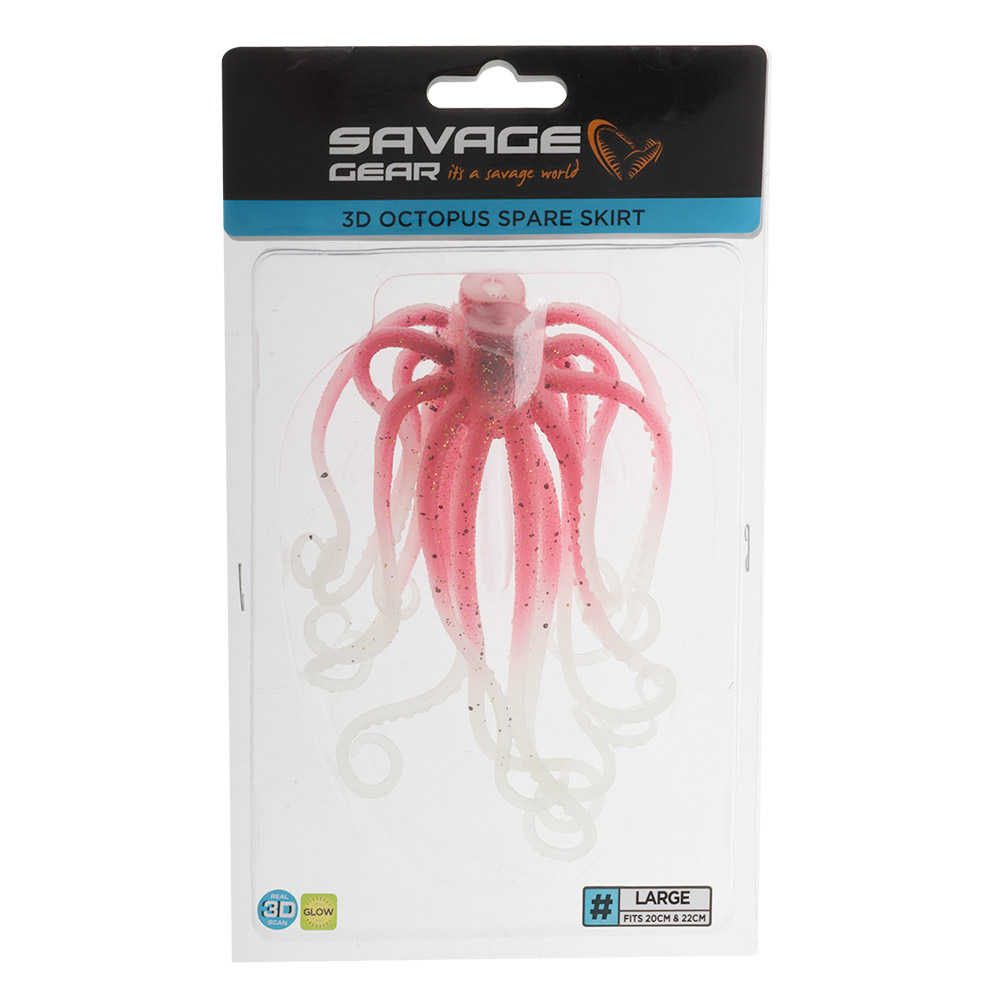 Savage Gear 3D Octopus Spare Skirt Kit for 20/22cm Lures UV Pink Glow