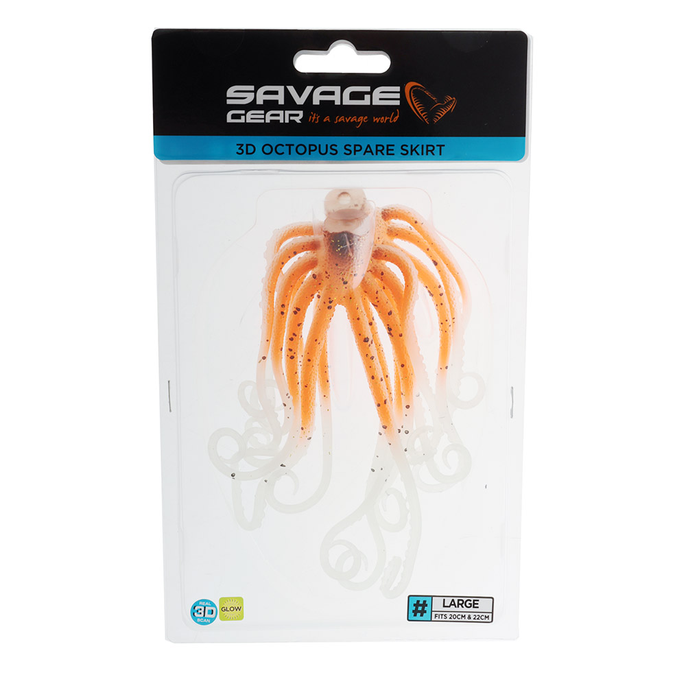 Savage Gear 3D Octopus Spare Skirt Kit for 20/22cm Lures UV Orange Glow