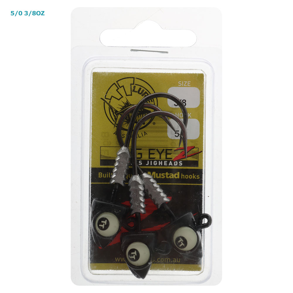 TT Lures Big EyeZ Jig Heads Black Glow Qty 3 3/8oz 5/0