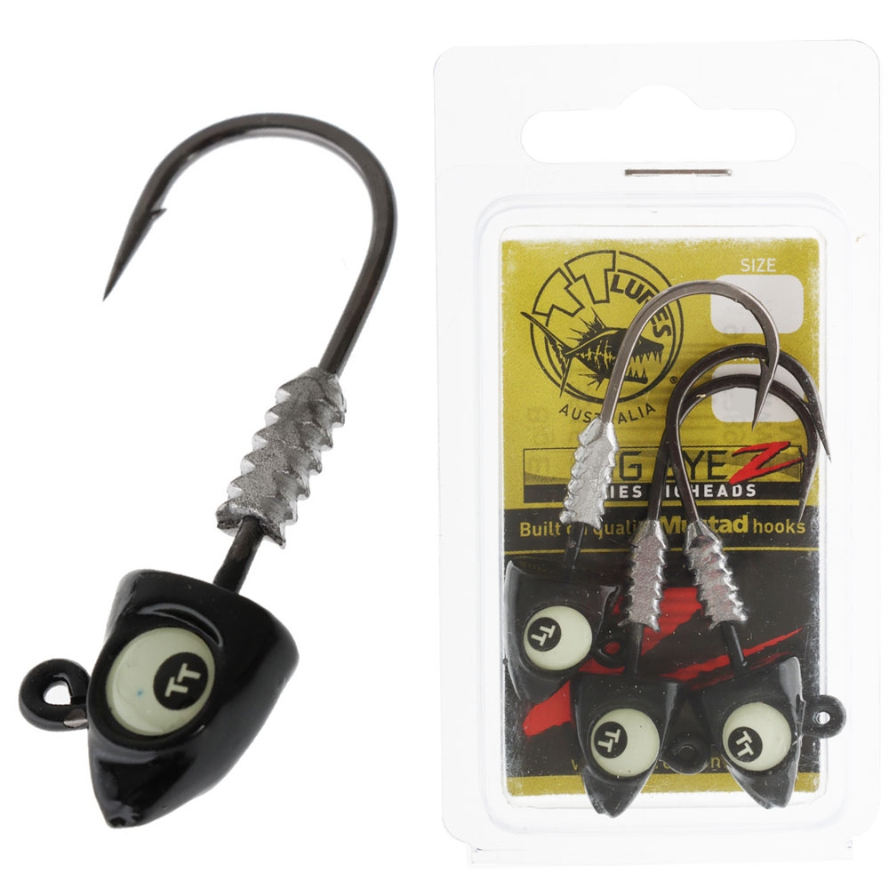 TT Lures Big EyeZ Jig Heads Black Glow Qty 3 1/2oz 5/0