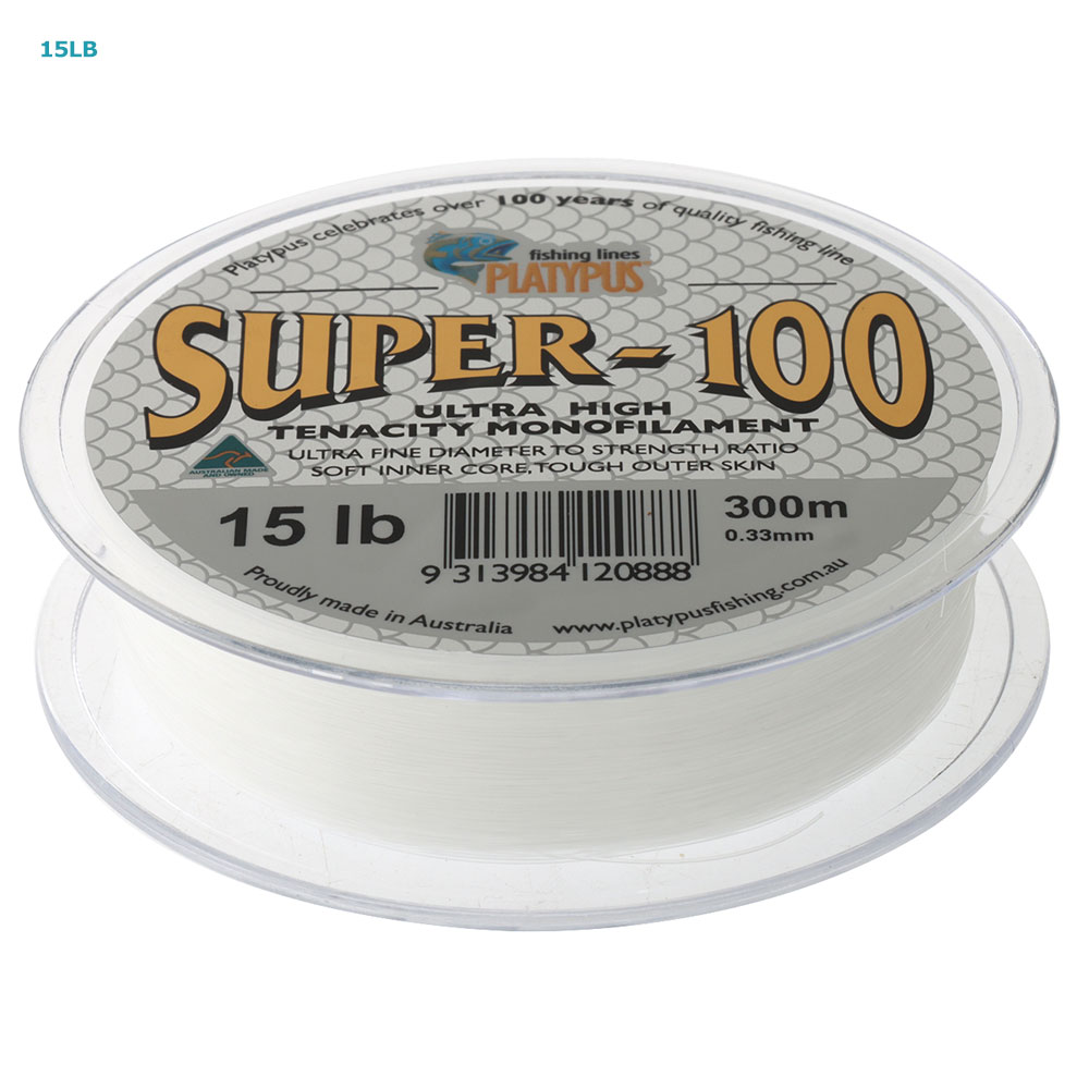 Platypus Super-100 Monofilament Line Clear 300m 15lb