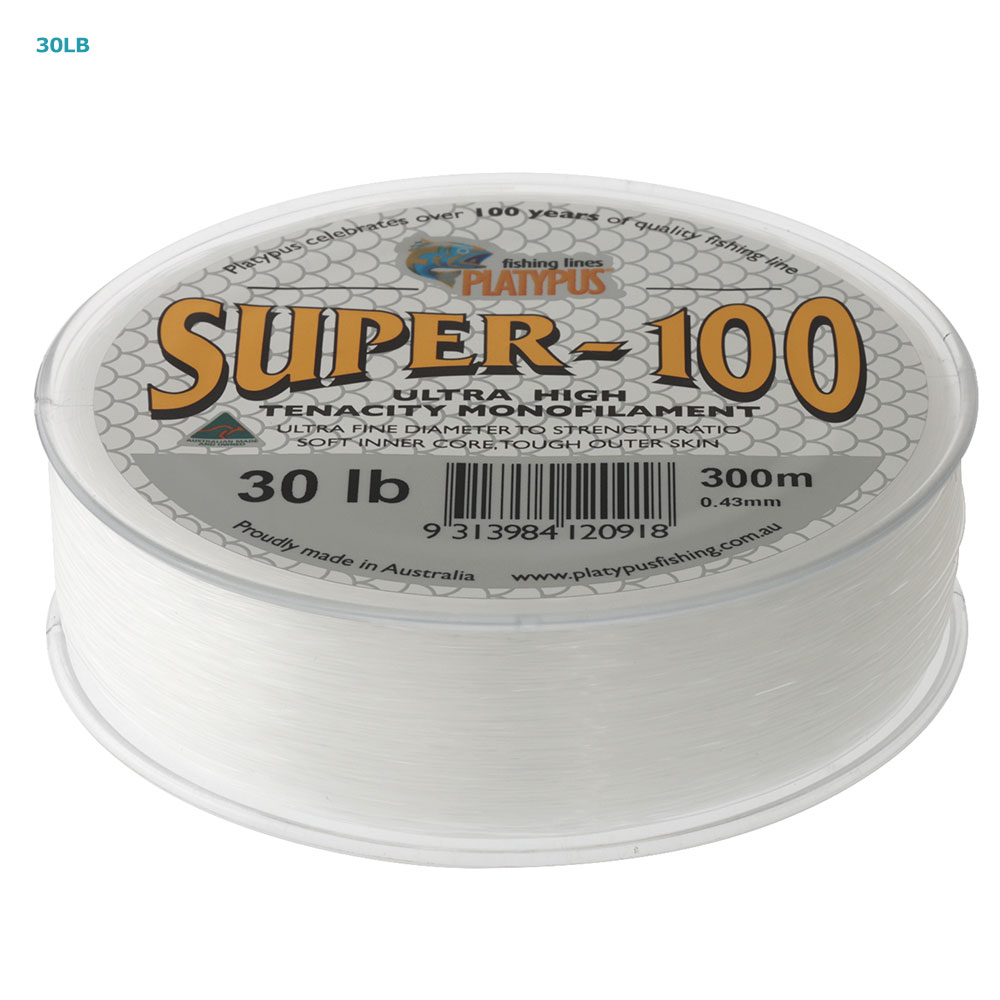 Platypus Super-100 Monofilament Line Clear 300m 30lb
