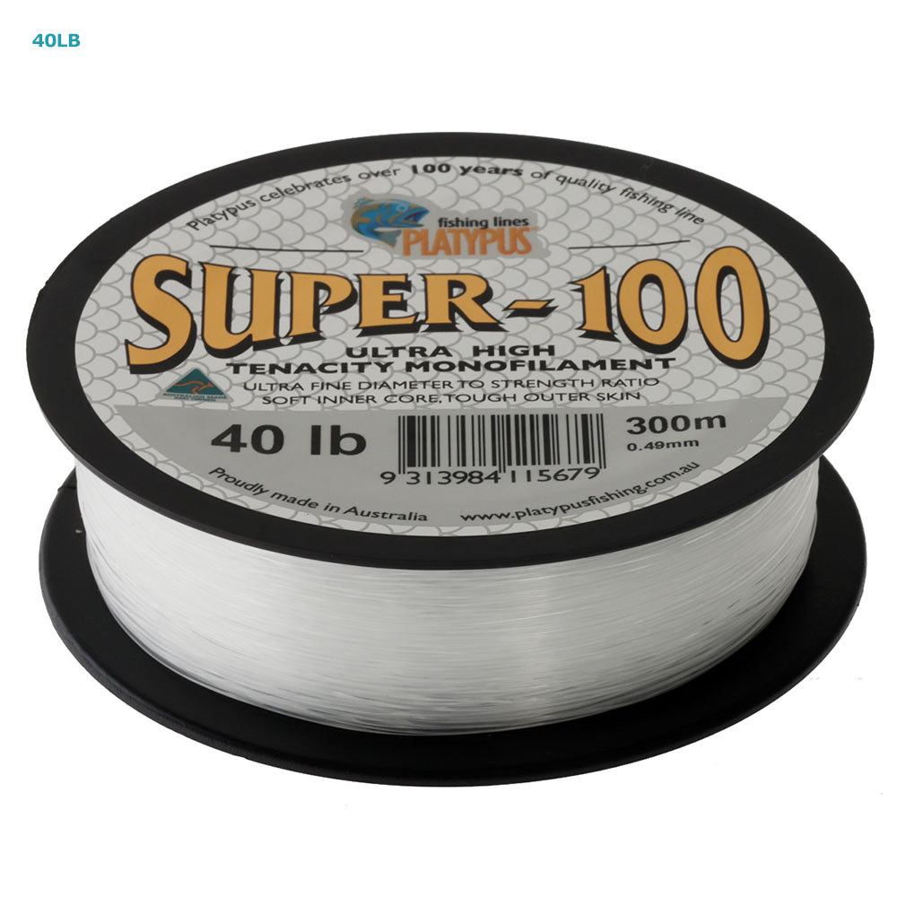 Platypus Super-100 Monofilament Line Clear 300m 40lb