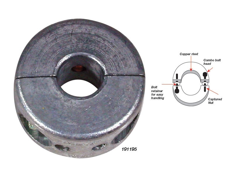 Propeller Shaft Zinc Anode Thin Series for 1 1/2inch Shaft