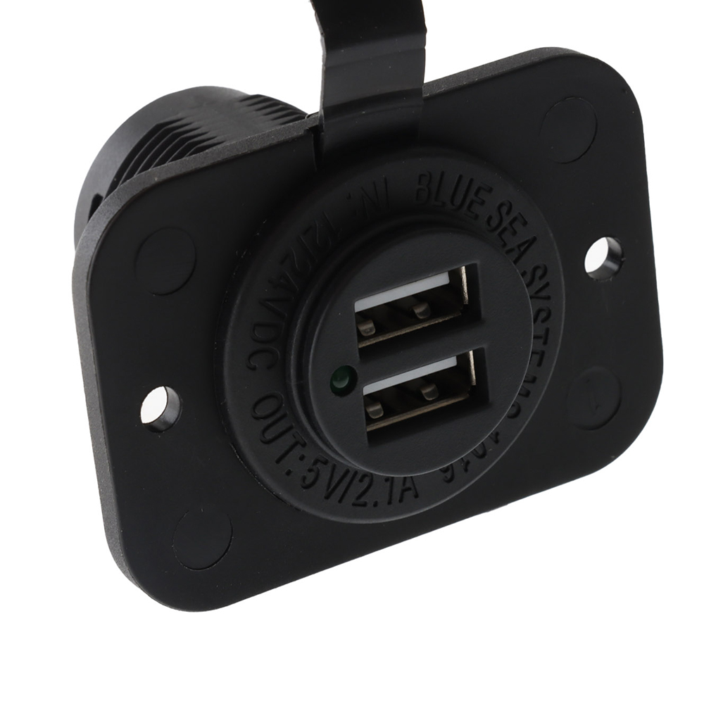 Blue Sea Dual USB 2.1A Charger Port 12/24vDC Socket Mount Black