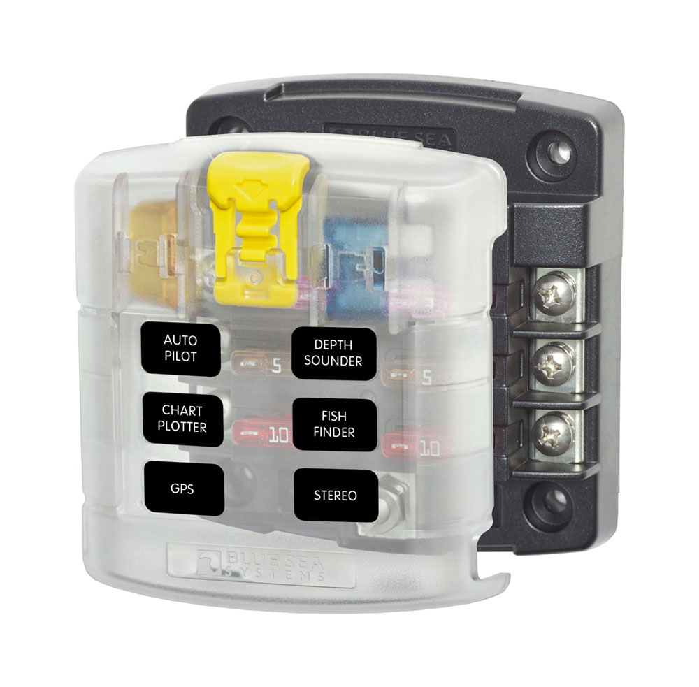 Blue Sea 5028 6-Gang Fuse Block ST ATO/ATC with Cover